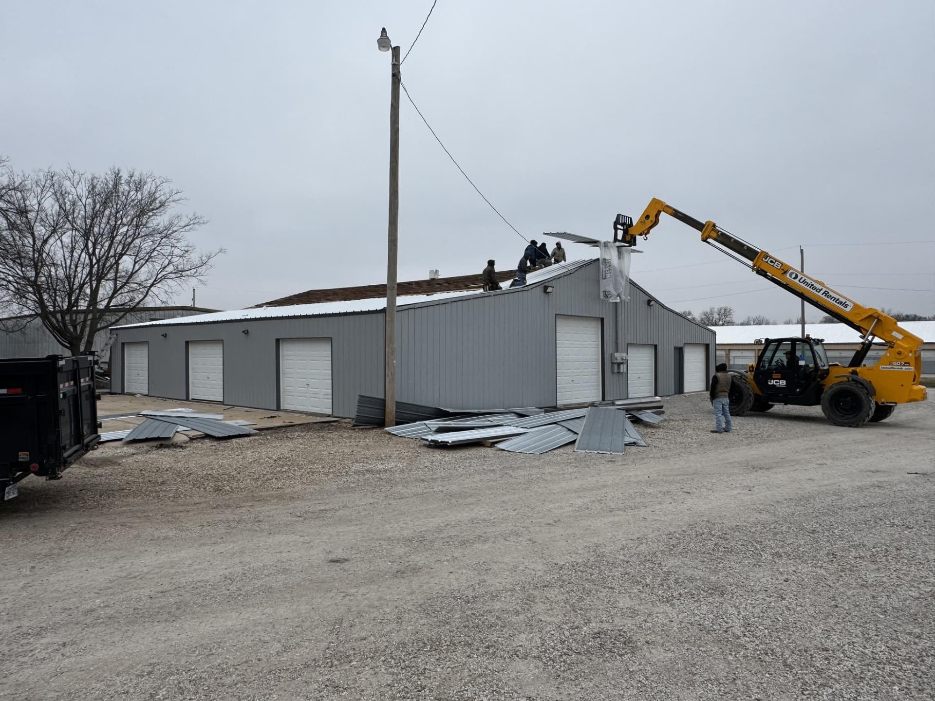 Commercial metal roofing installation in progress