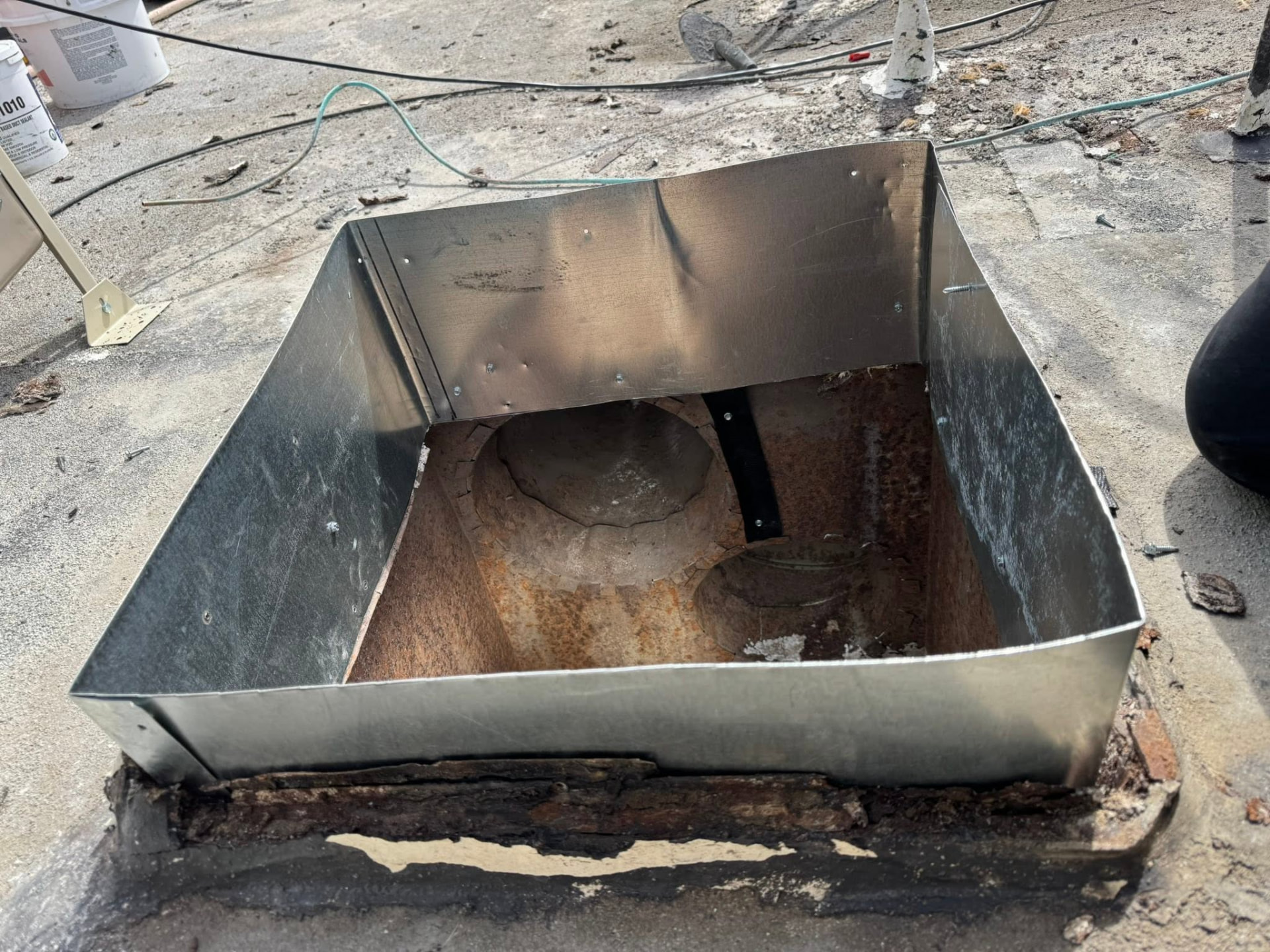 Roof curb after new sheet metal installation