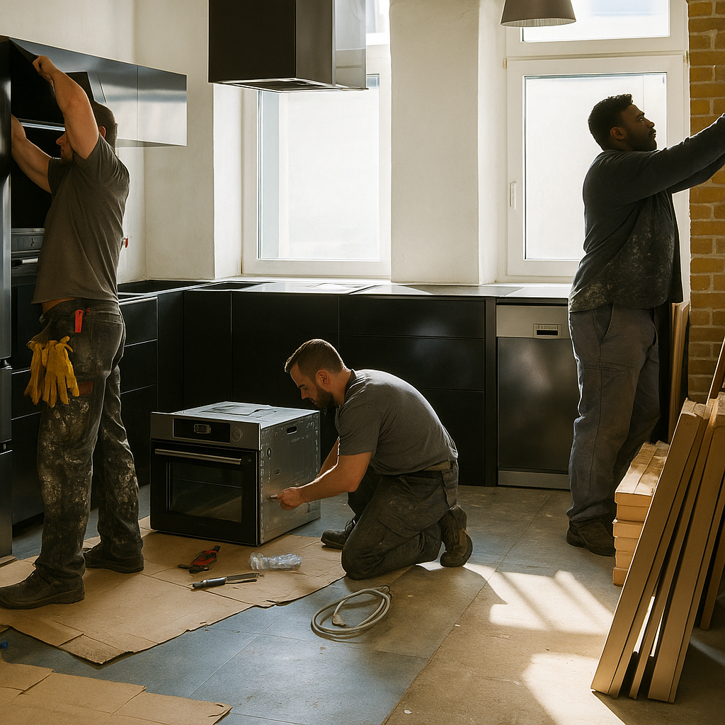 20250923 1608 men remodeling kitchen remix 01k5wd87gef5m9y5xbd1mjq25v